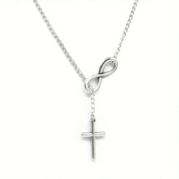 Minimalist Style Women's Necklace Lucky Infinity Cross Pendant Necklace New Gift - Picture 2 of 5